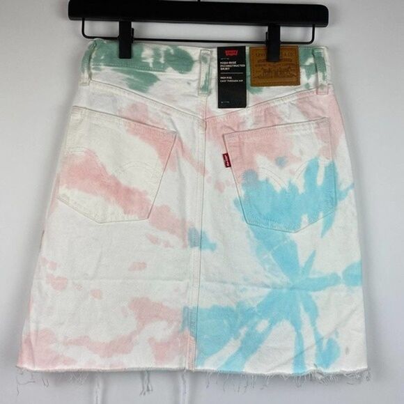 Levis Premium High-Rise Denim Skirt Womens Size 26 White Colorful Pockets Casual - Picture 3 of 11